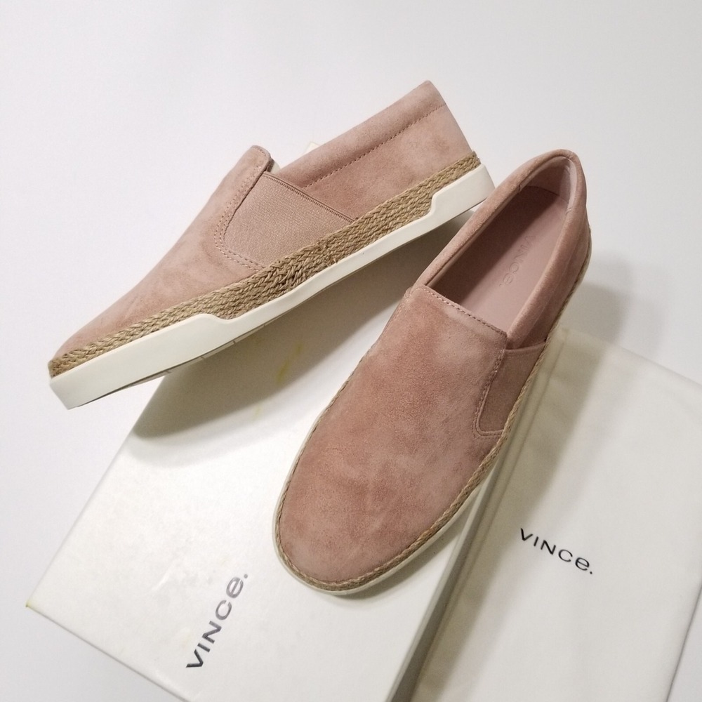 NIB Vince Johan Suede Espadrille Slip On Sneakers Blush Pink 6 6.5 7 $225